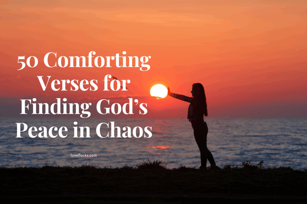 Woman standing in stillness on a mountain at dawn, experiencing God’s peace in the midst of chaos