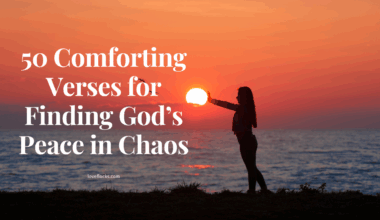 Woman standing in stillness on a mountain at dawn, experiencing God’s peace in the midst of chaos
