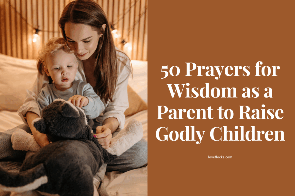 A parent praying over their child at bedtime