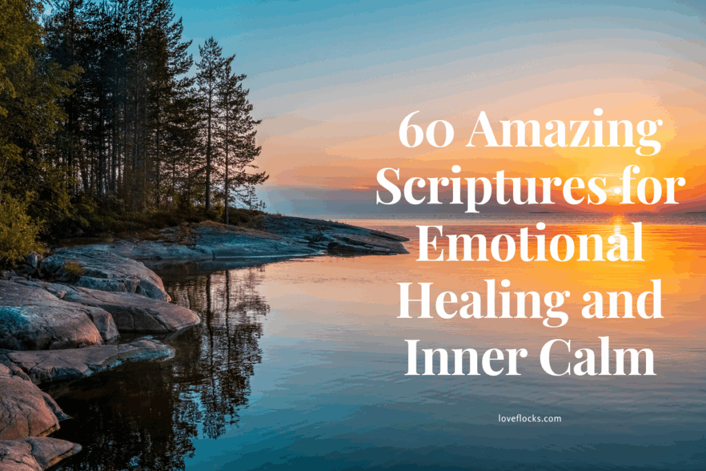 Open Bible beside calm waters symbolizing emotional healing and inner peace