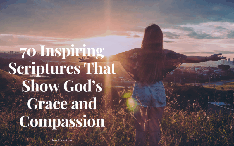 A gentle light breaking through clouds over a field of flowers and a lady spreading hands