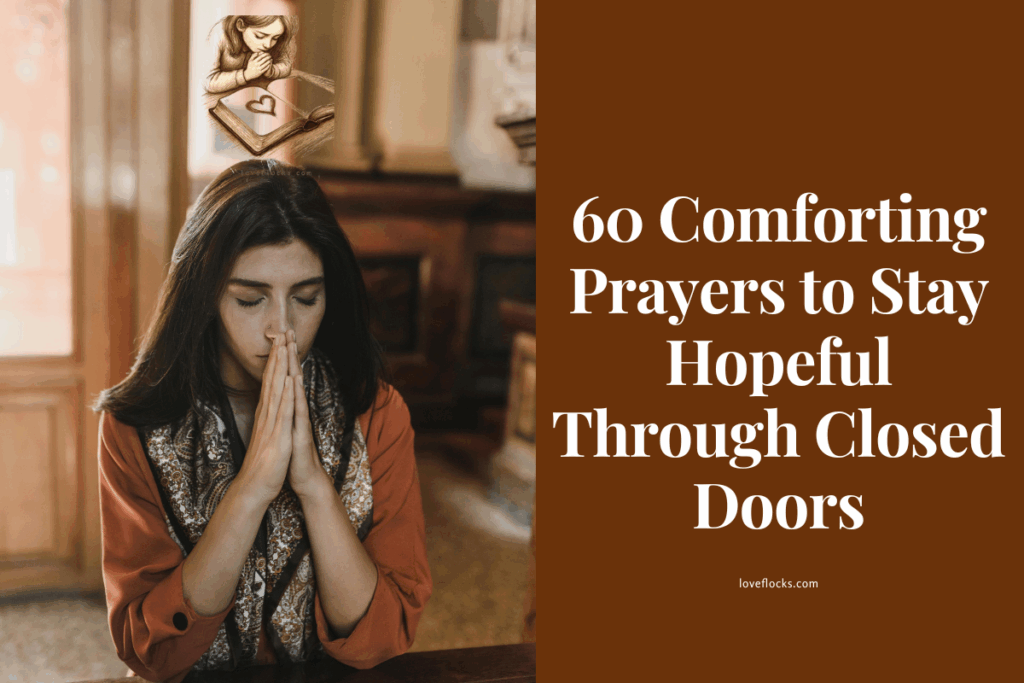  A believer kneeling in prayer at a closed wooden door