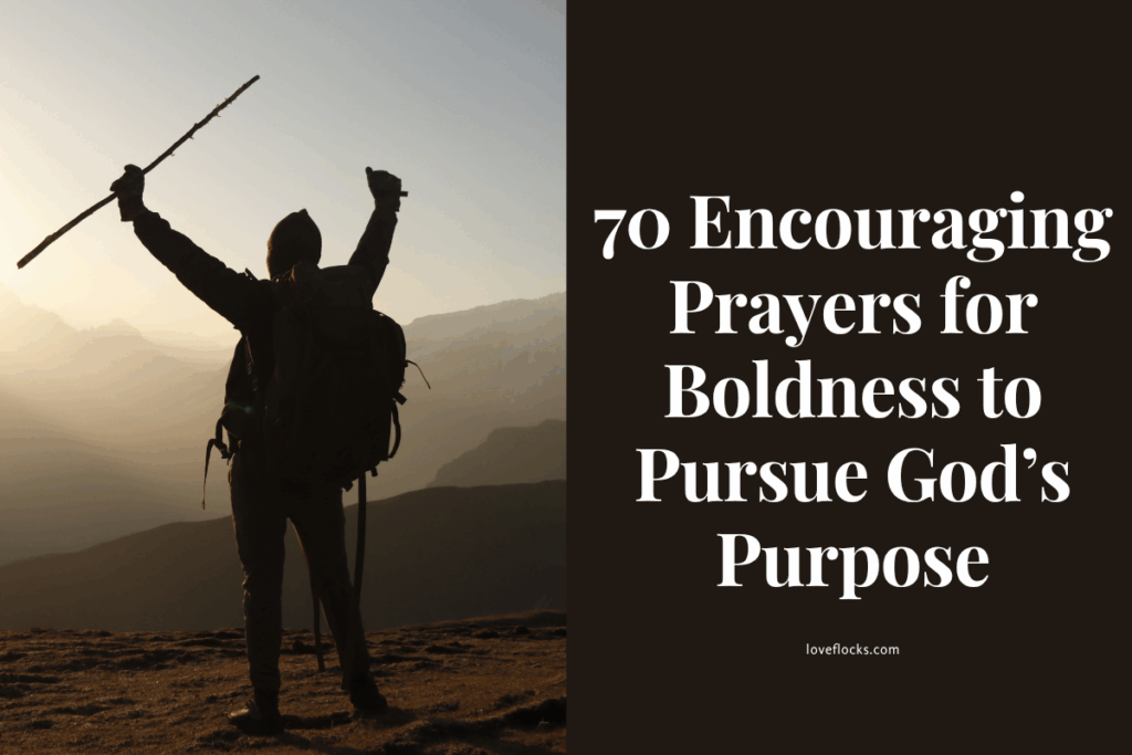 A believer standing firm on a mountain ridge with open arms