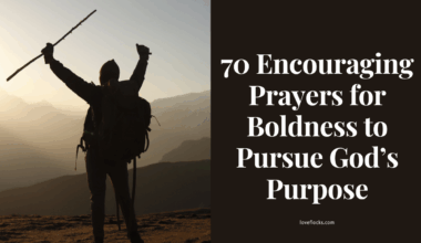 A believer standing firm on a mountain ridge with open arms