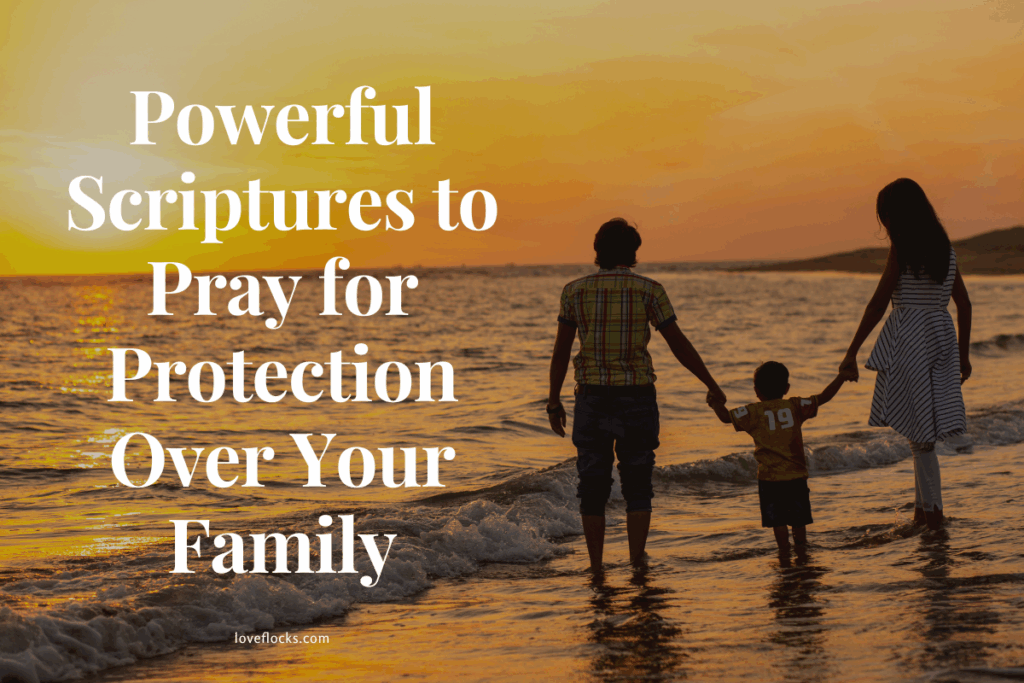 A family standing hand in hand beneath a bright sky