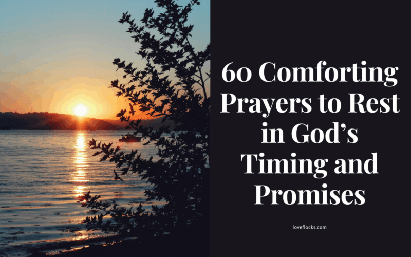 A peaceful sunrise over a calm lake, symbolizing resting in God’s perfect timing and promises.