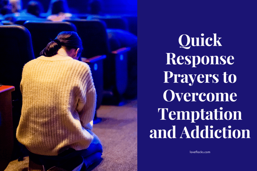 A person kneeling in prayer seeking strength to overcome temptation