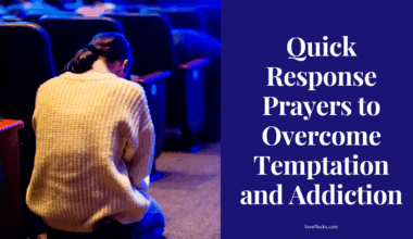 A person kneeling in prayer seeking strength to overcome temptation