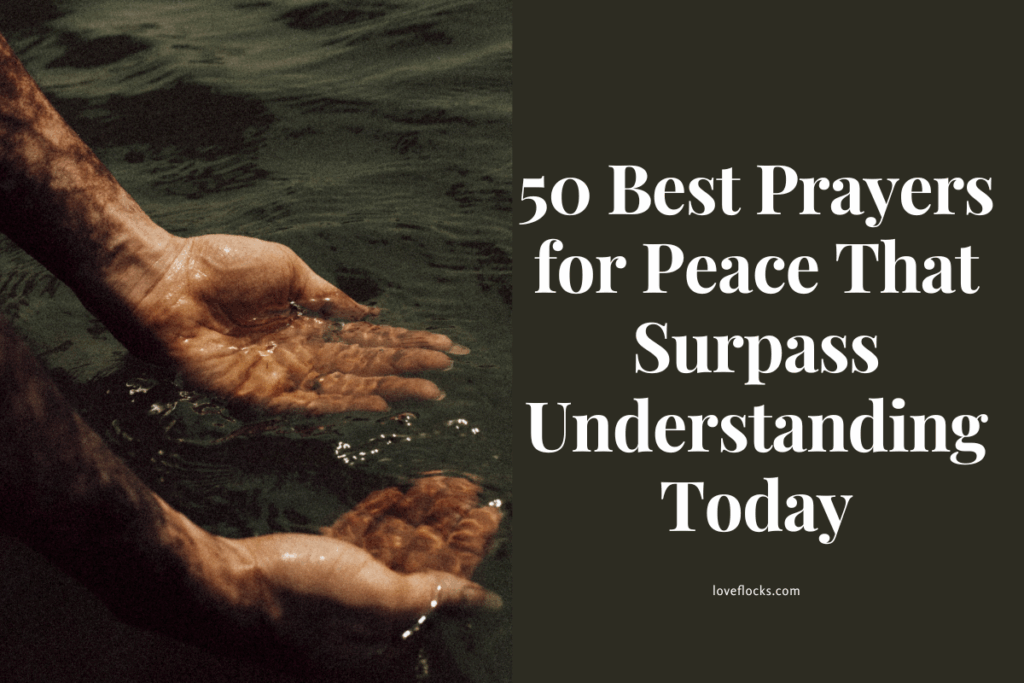 A serene sunrise over calm waters representing the peace of God surrounding a praying person.