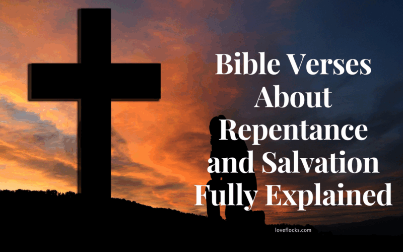 Kneeling at a cross with open Bible, symbolizing repentance and salvation through Jesus.