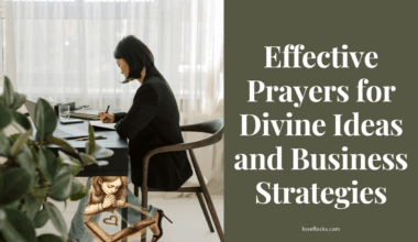 An entrepreneur praying at a desk with a Bible, journal and a laptop.