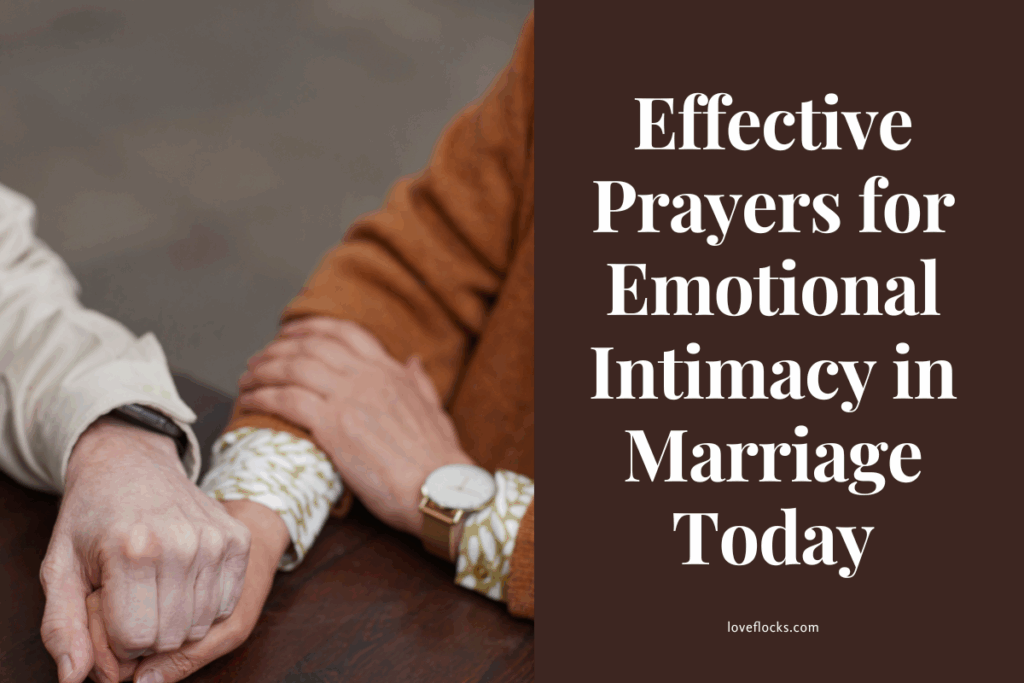 A married couple holding hands and praying together in quiet emotional intimacy.
