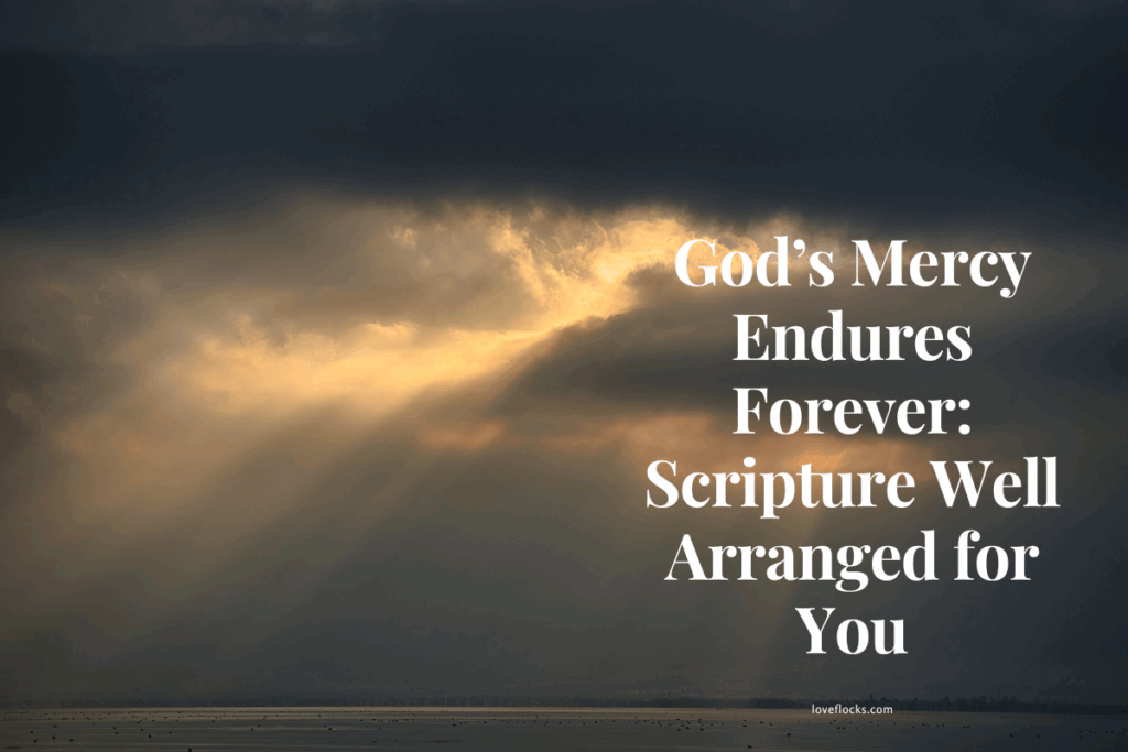 A sunrise breaking through dark clouds, symbolizing unending mercy