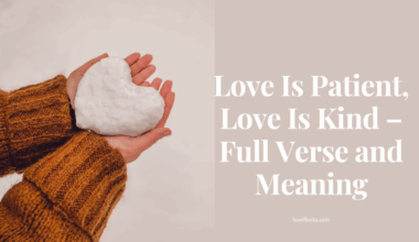 Two hands holding a heart-shaped ice page with 1 Corinthians 13 highlighted.