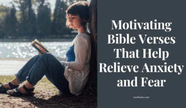 Woman reading the Bible at sunrise by calm waters, finding peace from anxiety and fear