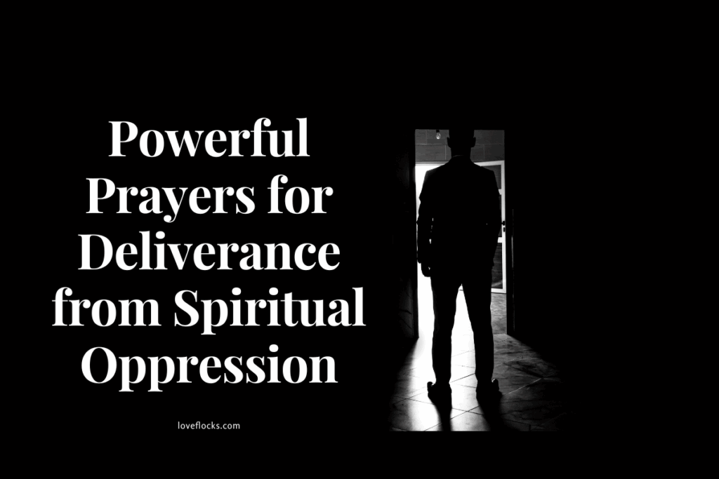 Person standing in light breaking through darkness, symbolizing spiritual deliverance