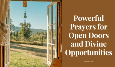 An open door shining with heavenly light in a peaceful field