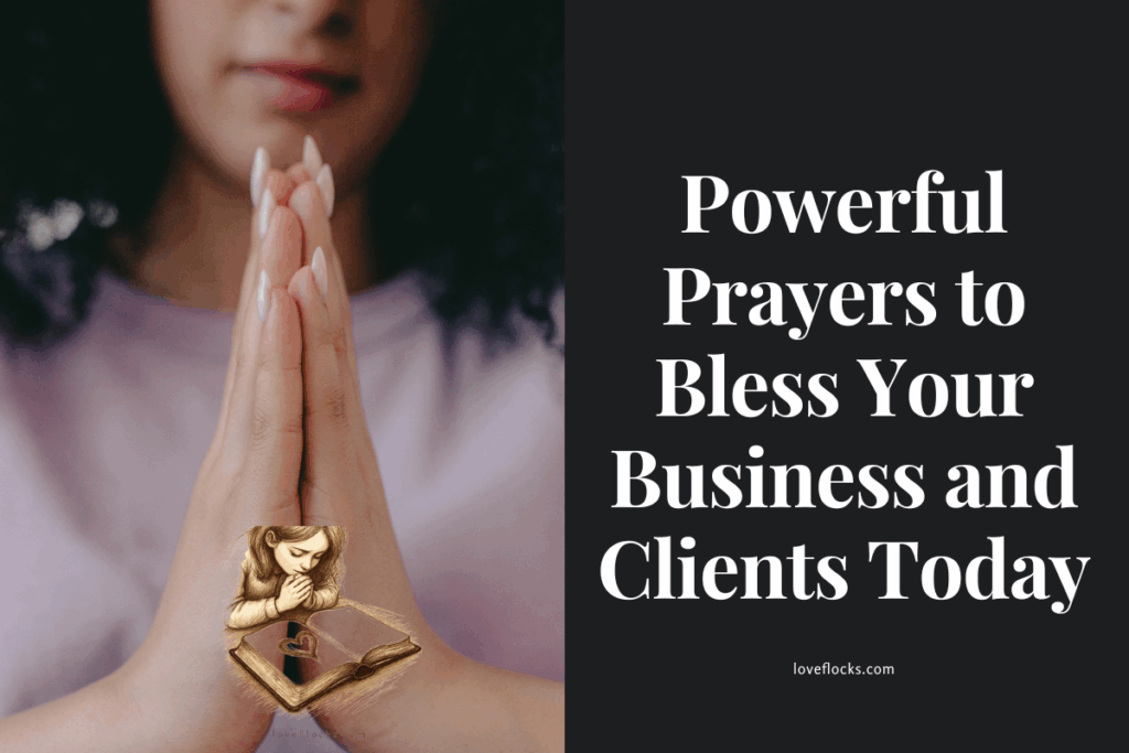 Hands put together in prayer over a business meeting with clients