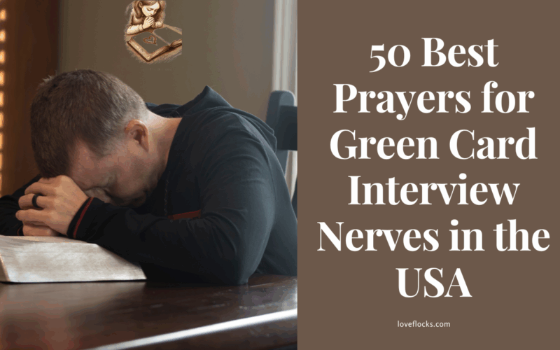 A man face top of an open bible praying for a green card interview favor.