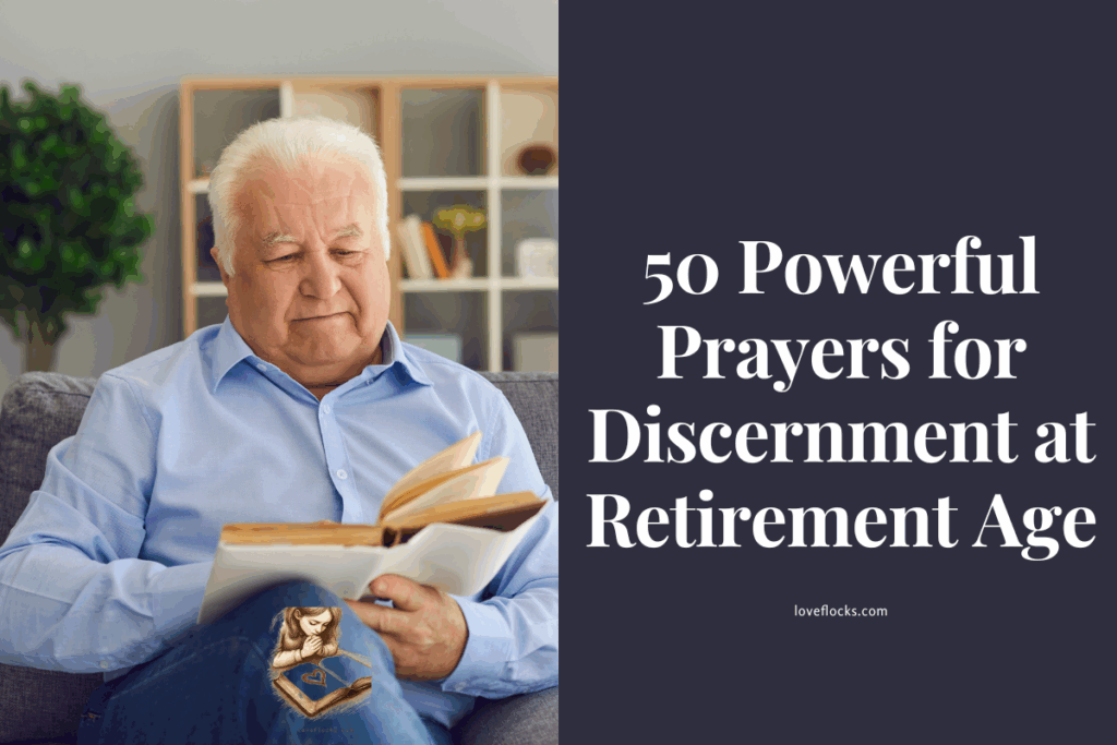 An elderly believer praying with an open Bible, seeking God’s guidance for wisdom, purpose, and peace during retirement years.
