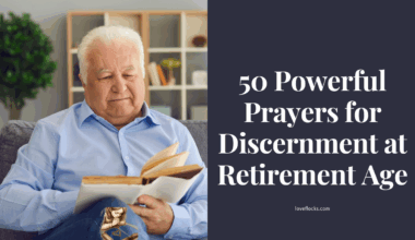 An elderly believer praying with an open Bible, seeking God’s guidance for wisdom, purpose, and peace during retirement years.