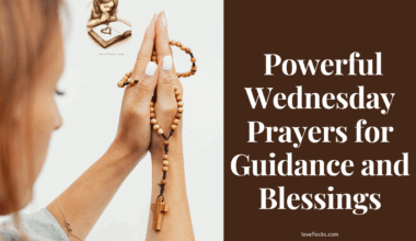 Woman praying with hands lifted, seeking guidance and blessings on a peaceful Wednesday morning.