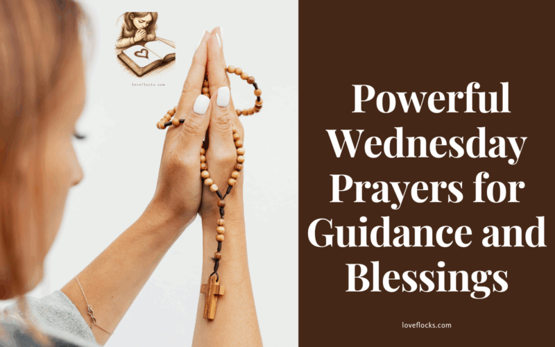 Woman praying with hands lifted, seeking guidance and blessings on a peaceful Wednesday morning.